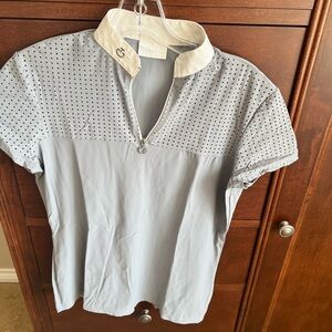 Cavallieria toscana Gray and White Polka Dot Polo Shirt